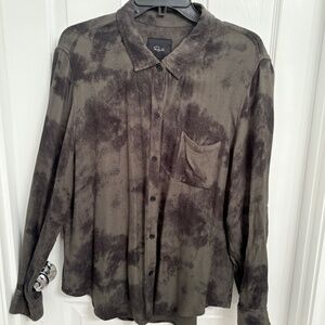 Rails camo button-down shirt. Size L. 100% rayon.